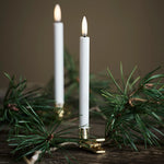 LED mini taper candle w. metal clips, Branco 6-pack
