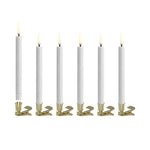 LED mini taper candle w. metal clips, Branco 6-pack