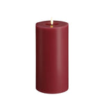 Vela de coluna LED MM, acabamento em seda, efeito derretido, Cranberry red, 99x200 mm