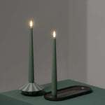 Vela palito de LED MM, acabamento Silk, modelo Slim, verde-musgo, pacote com 2 unidades, 23x250 mm
