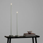 LED Tall Taper Candle, Verde Acinzentado, Lisa, 2x55 cm