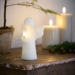 LED candle Angel. Oyster grey. Lisa. 11x15 cm
