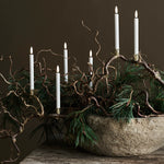 LED mini taper candle w. metal clips, Branco 6-pack