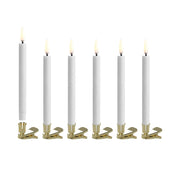 LED mini taper candle w. metal clips, Branco 6-pack