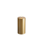 Vela LED Pillar, Acabamento Dourado, Lisa, 8x15 cm
