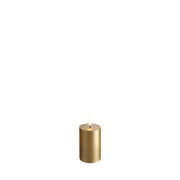 Vela LED Pillar, Acabamento Dourado, Lisa, 8x10 cm