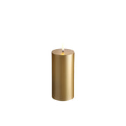 Vela LED Pillar, Acabamento Dourado, Lisa, 8x15 cm