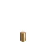 Vela LED Pillar, Acabamento Dourado, Lisa, 5x7 cm