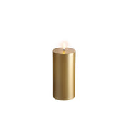 Vela LED Pillar, Acabamento Dourado, Lisa, 8x15 cm