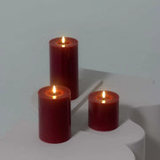 Vela de coluna LED MM, acabamento em seda, efeito derretido,Cranberry red, 99x100 mm