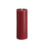 Vela de coluna LED MM, acabamento em seda, efeito derretido, Cranberry Red, 74x200 mm