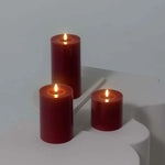 Vela de coluna LED MM, acabamento em seda, efeito derretido, Cranberry red, 99x200 mm