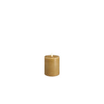 Vela de coluna LED MM, modelo Rock, acabamento derretido, Honey mustard, 74x100 mm