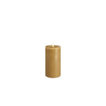 Vela de coluna LED MM, modelo Rock, acabamento derretido, Honey mustard, 74x150 mm