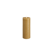 Vela de coluna LED MM, modelo Rock, acabamento derretido, Honey mustard, 74x200 mm