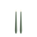 Vela palito de LED MM, acabamento Silk, modelo Slim, verde-musgo, pacote com 2 unidades, 23x250 mm